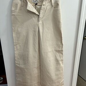 CRESCENT Corduroy Wide Leg Pants Cream Beige High Rise Casual Size M